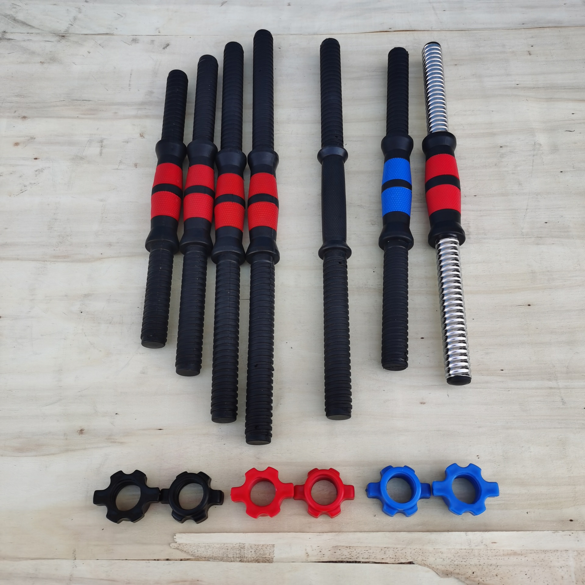 Plastic coated cement dumbbell accessories wholesale: dumbbell Rod, electroplating hollow rod, foam connecting rod, nut,