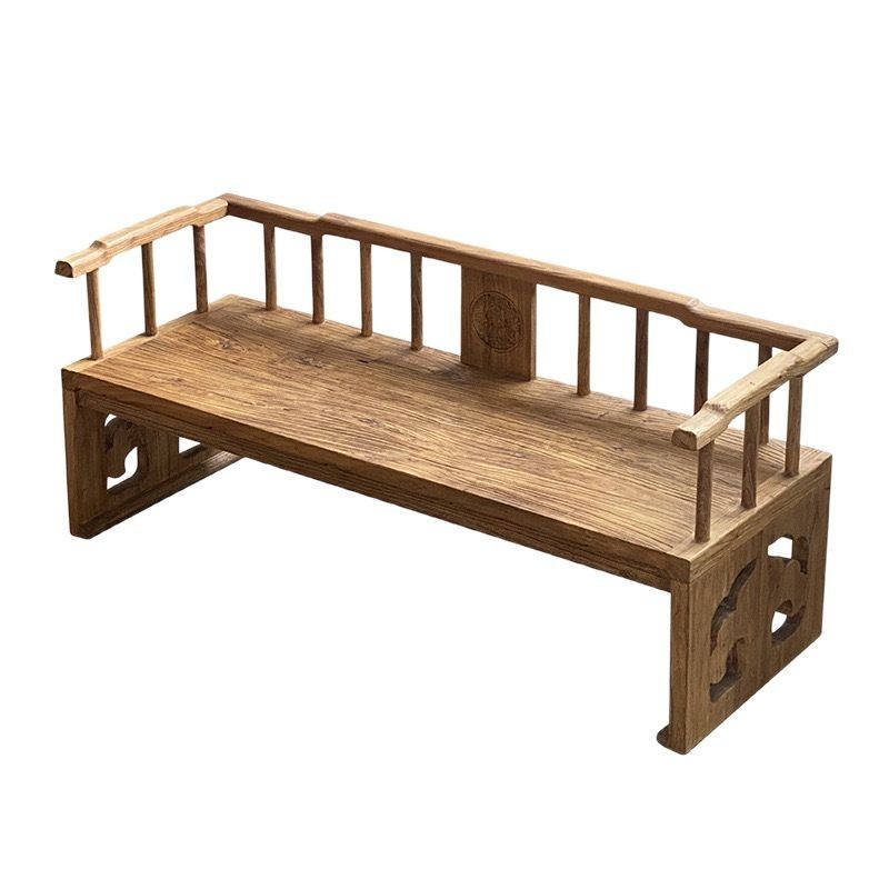 Old Elm Luohan Bed Chinese Classical Sofa Chair Solid Wood Living Room Leisure Sofa Bed Antique Homestay Bed Recliner