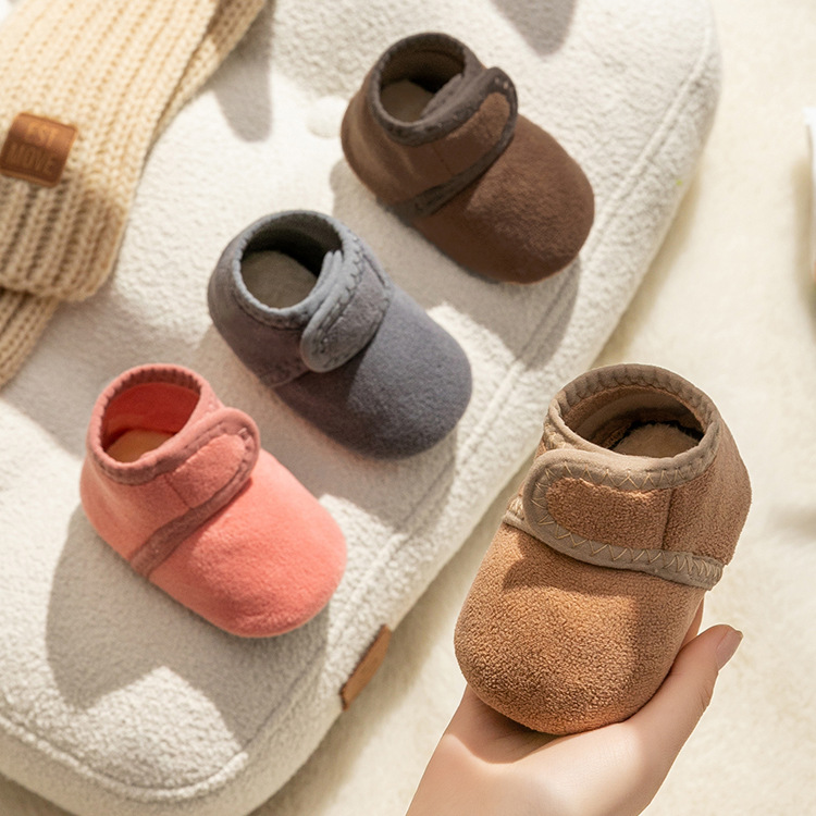 Baby shoes spring and autumn baby walking shoes soft bottom non-slip cold-proof children's floor shoes winter fleece-lined floor socks