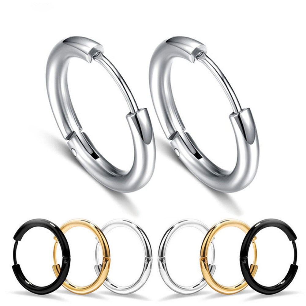 2.5 Thick Titanium Steel Round Wire Plain Hoop Earrings New Cross-Border European and American Trendyy Men's and Women's Personalized Earrings and Earrings Gd Same Style