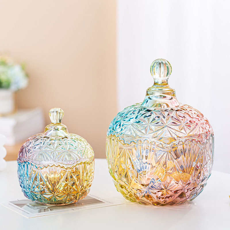 Light Luxury Candy Jar Crystal Glass Thick Wedding Candy Jar Jewelry Storage Box Makeup Box Sugar Household with Lid