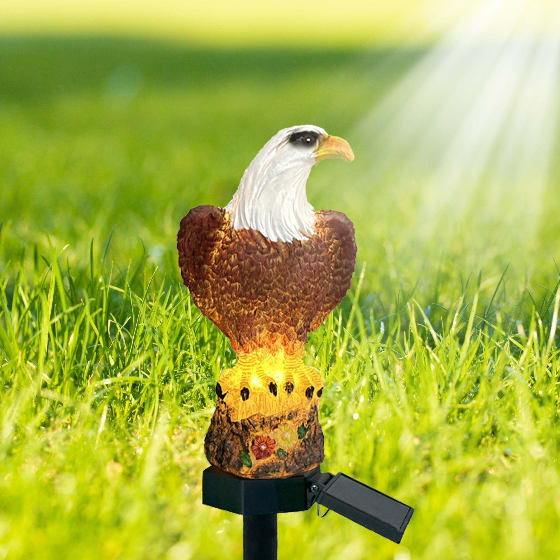 Cross-border Solar Resin Eagle Lawn Lamp Outdoor Waterproof Garden Ground Lamp Courtyard Decorative Landscape Animal Lamp