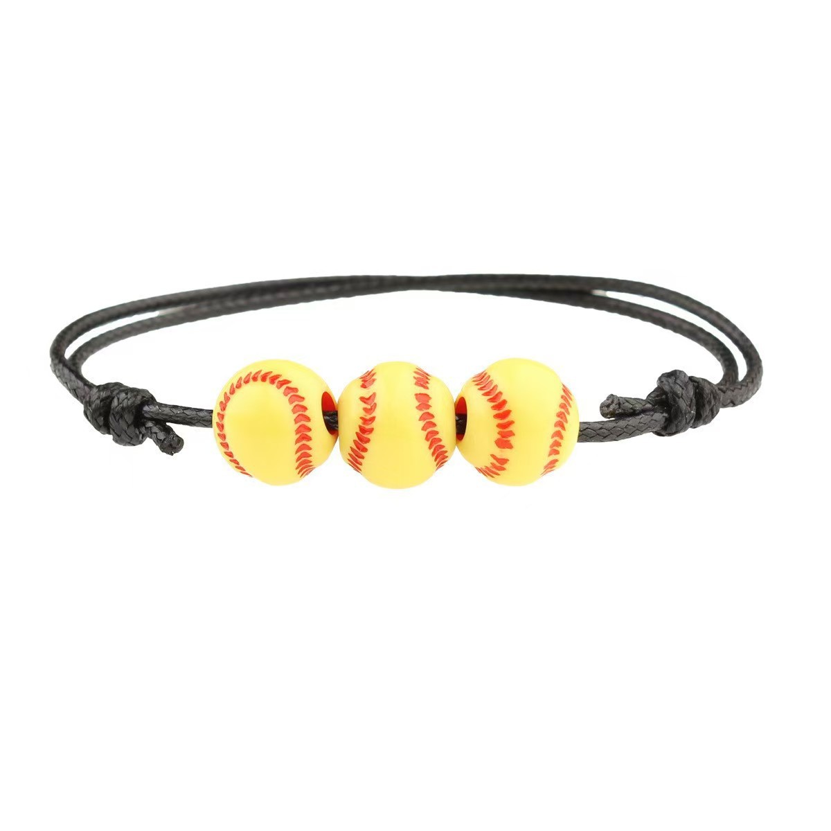 Amazon Cross-Border Best-Selling Adjustable Sports Bracelet Football and Baseball Bracelet Ball Beaded Hand-Knitted Rope Handmade