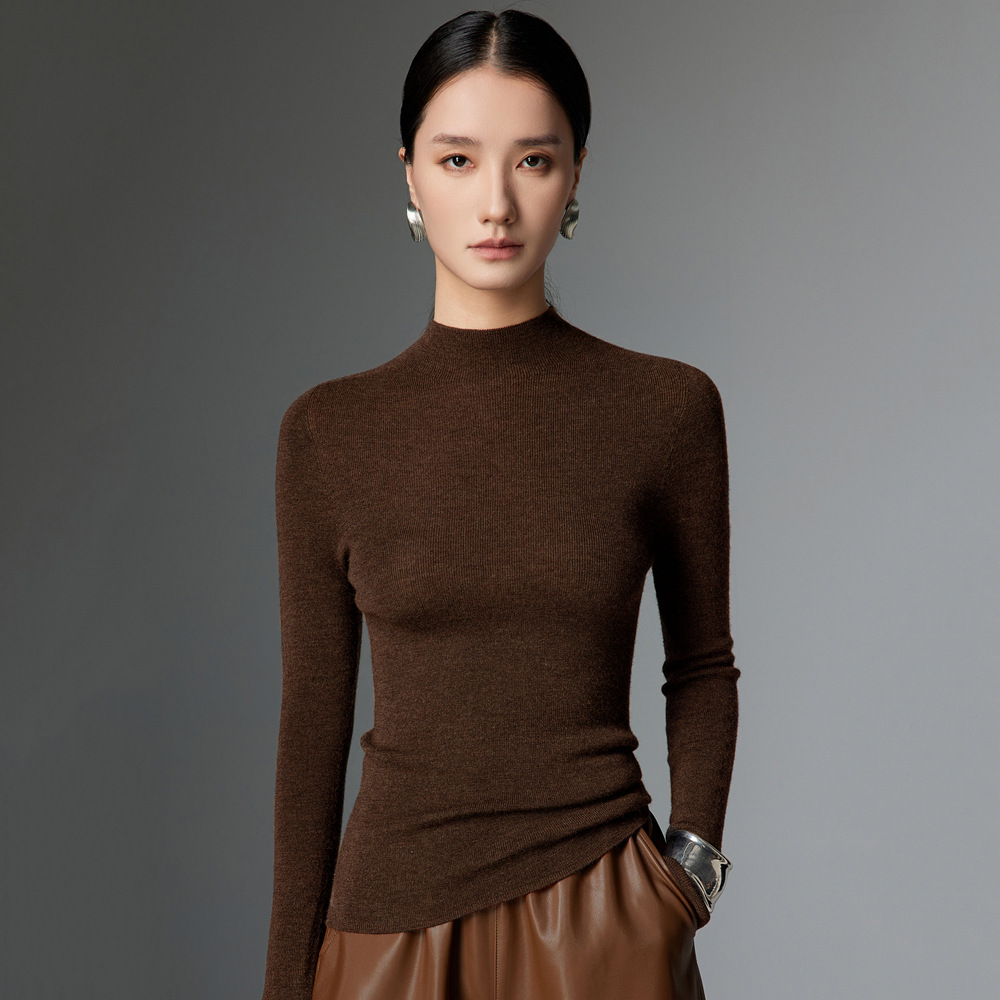 Прямые продажи Dachang [машинная стирка] пряжа полувысокий воротник свитер осень и зима тонкий вязаный базовый свитер MKL24-15