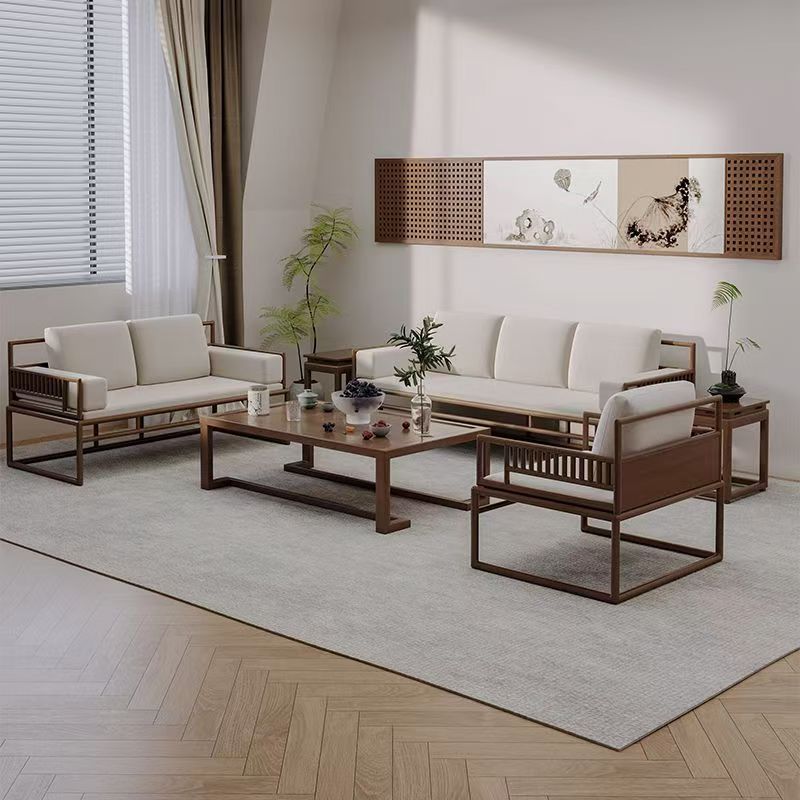 New Chinese Style Solid Wood Sofa Coffee Table Tv Cabinet Living Room Complete Set Light Luxury Elegant Modern Simple Furniture Villa