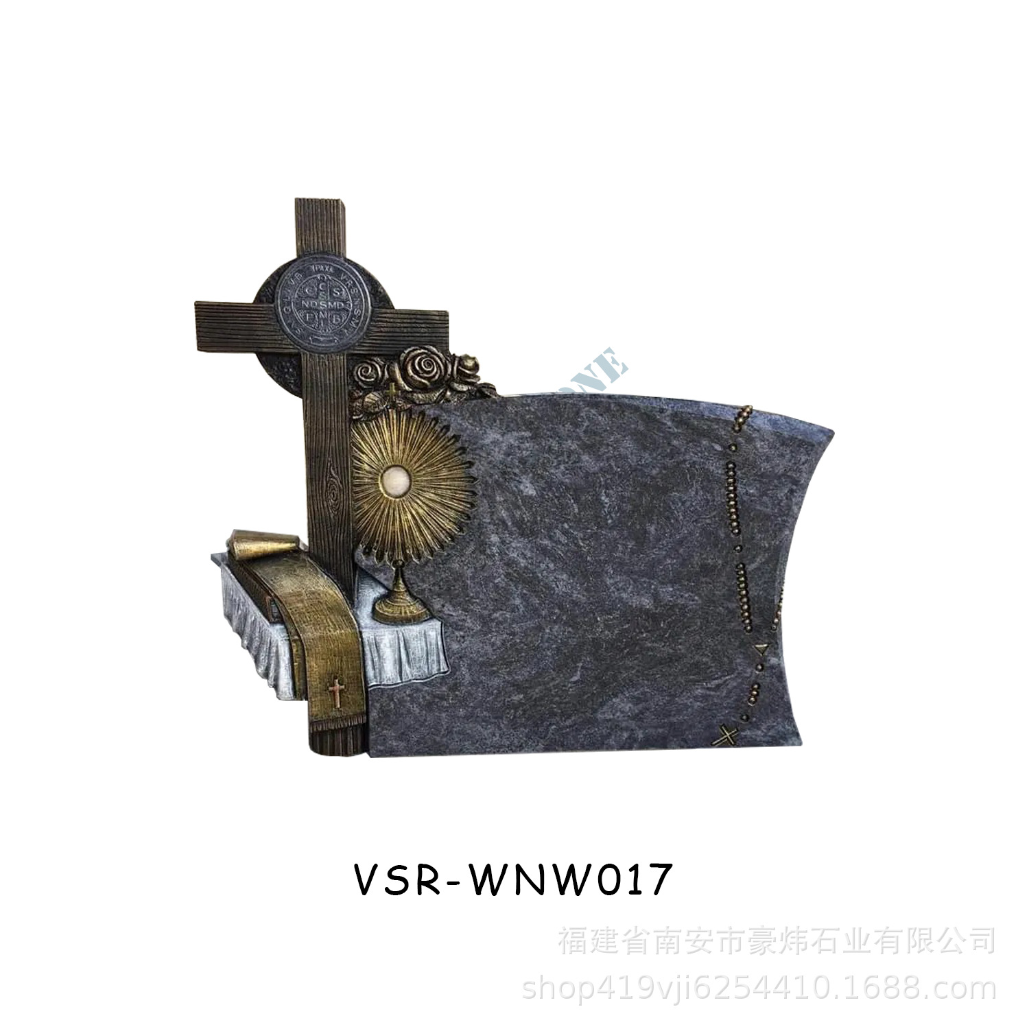 Natural Granite Cross Rose Carving Stone Tombstone Tombstone Supplier