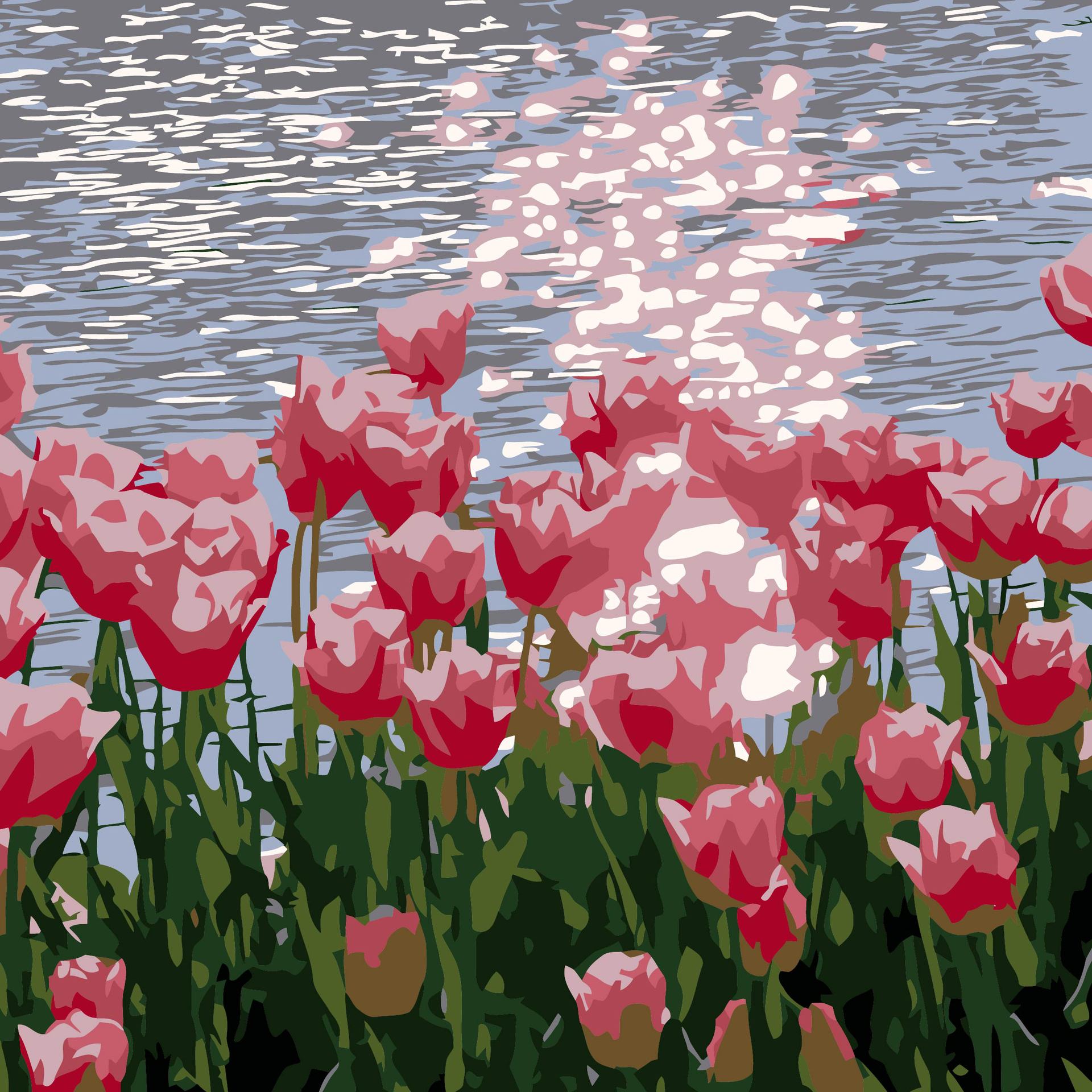 20*20 Landscape Flower Coloring Digital Oil Painting Handmade DIY Filling Hand-Painted Oil Painting Coloring Painting Living Room Decorative Painting