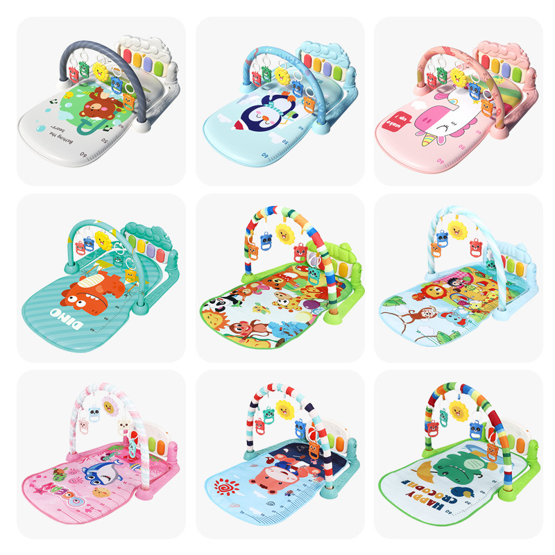 Cross-Border Customized Baby Fitness Rack Toys 0-6 Months Newborn Baby Music Pedal Piano Climbing Mat Toys