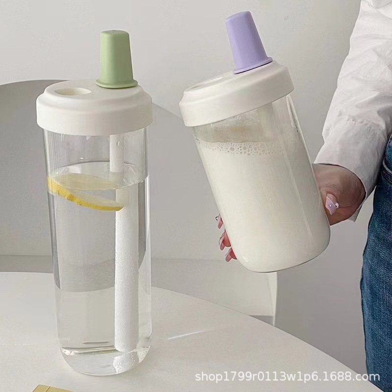 High-Looking, Simple, Large-Capacity, Portable Straw Plastic Cup for Students, Portable Ins-Style Cup, Juice Milk Tea Cup
