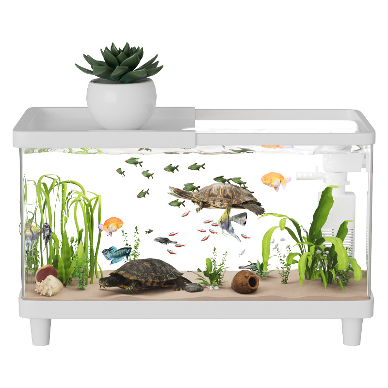 Turtle Tank Filtration and Oxygen Production All-In-One Fish Tank Small Living Room 2025 New Ecological Landscaping Home Desktop Aquarium Tank