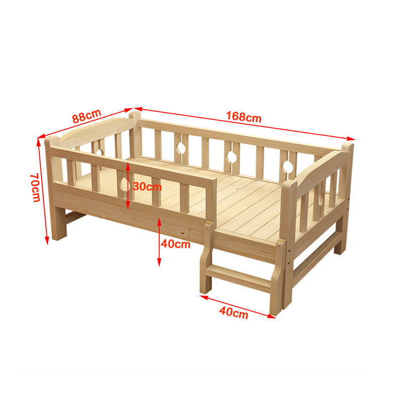 Children's Bed Solid Wooden Bed Children's Girl Princess Bed with Guardrail Kindergarten Infant Splicing Bed Widened Bed Baby Bed