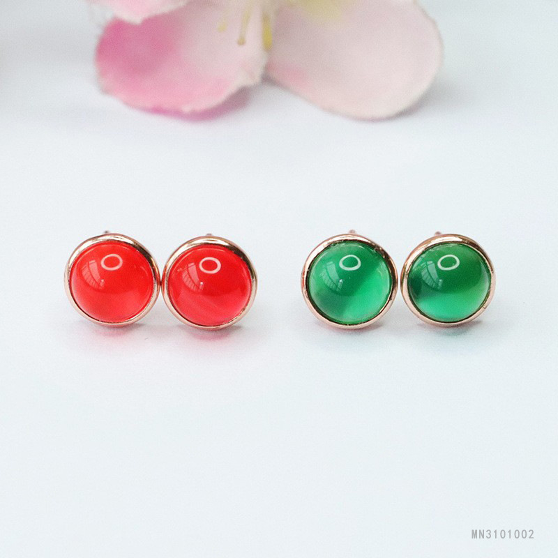 Серьги из серебра С925 с натуральным зеленым агатом ювелирные изделия оптом MN3101002