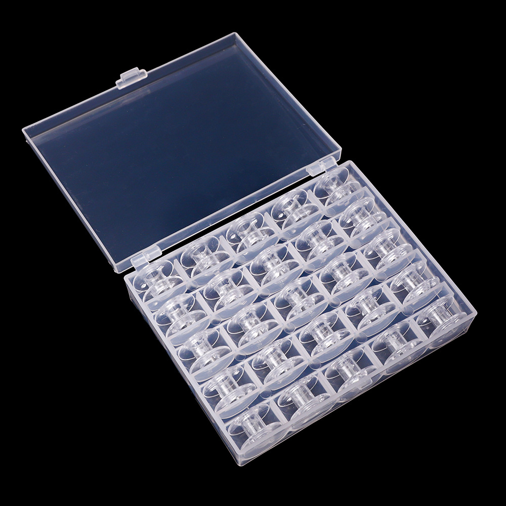 25-grid transparent bobbin box household multifunctional sewing machine universal bottom line sewing accessories suit plastic lock cylinder box