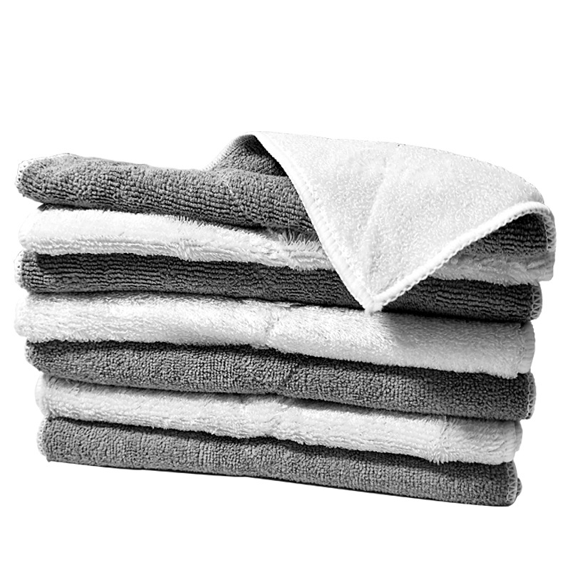 Microfiber Double-sided Thickened Bamboo Fiber Household Scaulker Rag Kitchen Dish Towel Absorbent Cleaning Supplies