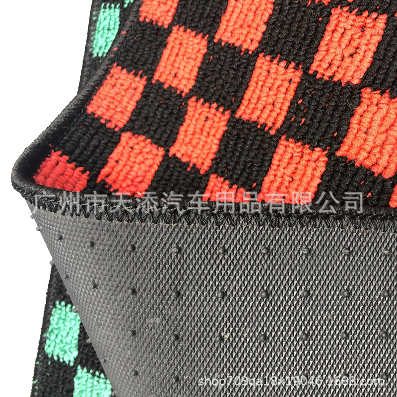 Colorful Checkered Suede Black Red Yellow Multi-Colorful Pvc Rubber Nail Bottom Non-Slip Car Floor Mat Roll Multi-Size