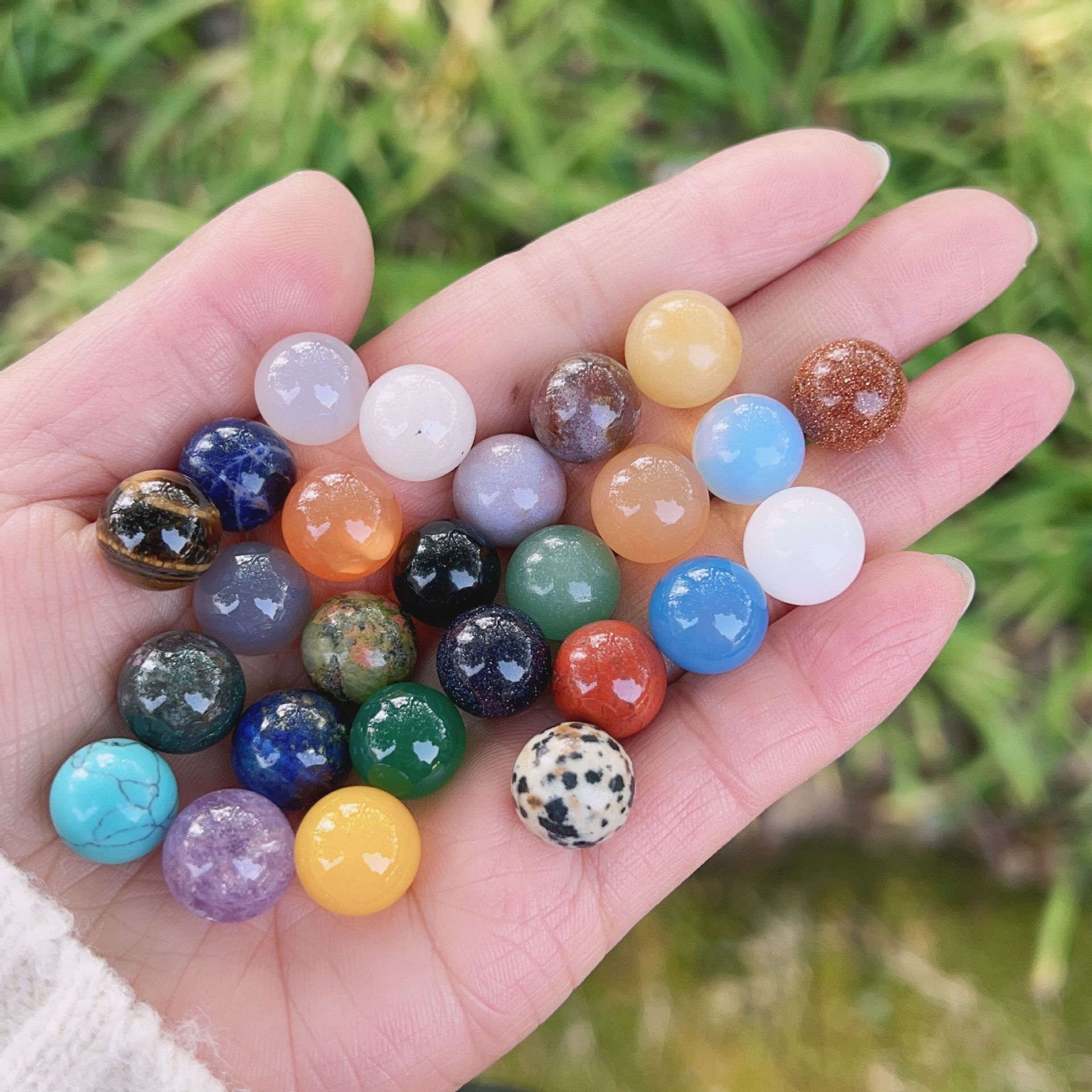 12mm non-porous mini crystal beads semi-precious stone beads loose beads small ball diy stone jewelry cross-border wholesale