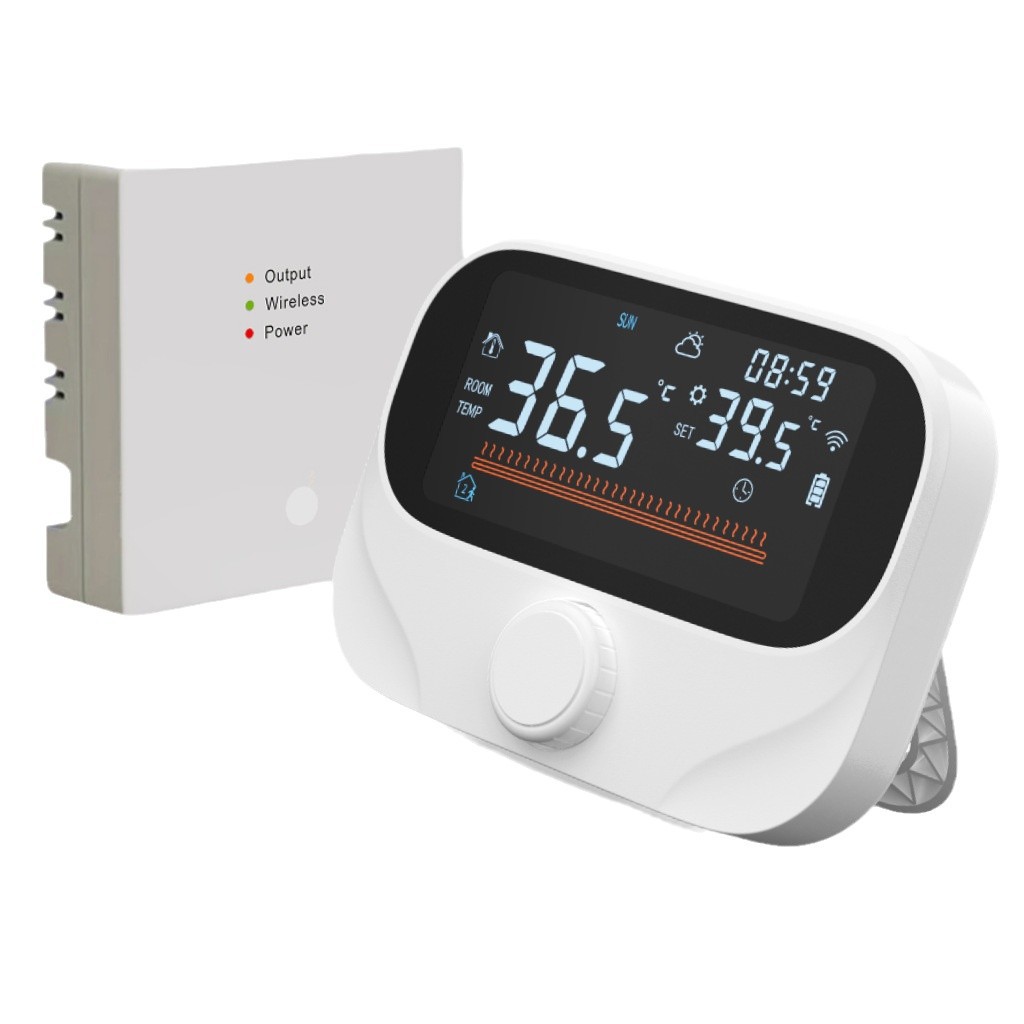 Wifi Tuya Smart Wall-Mounted Furnace Thermostat Rf Wireless One-To-One Wall-Mounted Furnace Thermostat Wiring-Free Thermostat