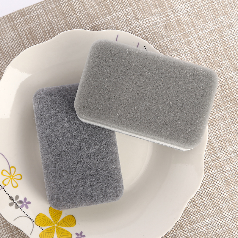 Factory supply dishwashing sponge cleaning sponge gray double-sided kitchen brush bowl gray white scouring pad
