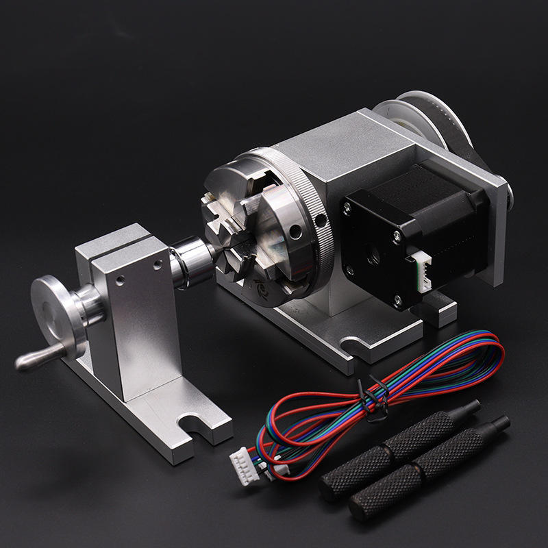 CNC engraving machine fourth axis rotation axis 65mm chuck CNC dividing head with thimble CNC tailstock
