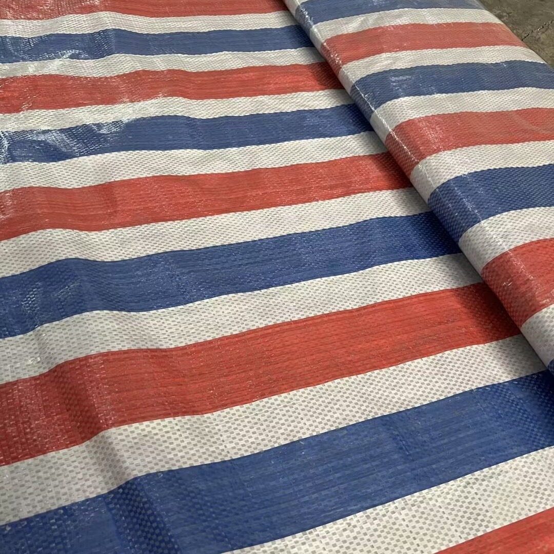 Customized Pp Thickeneded Rainproof Cloth Bedding Shade Sunscreen Tarpaulin Wholesale Engineering Color Strip Cloth Monofilm