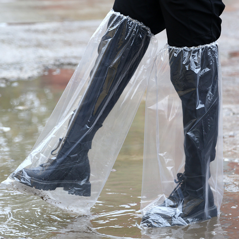 Rainy Day Disposable Straight Adult Rain Shoe Cover Waterproof Transparent PE Plastic Thickened Wear-resistant Foot Cover Rainproof