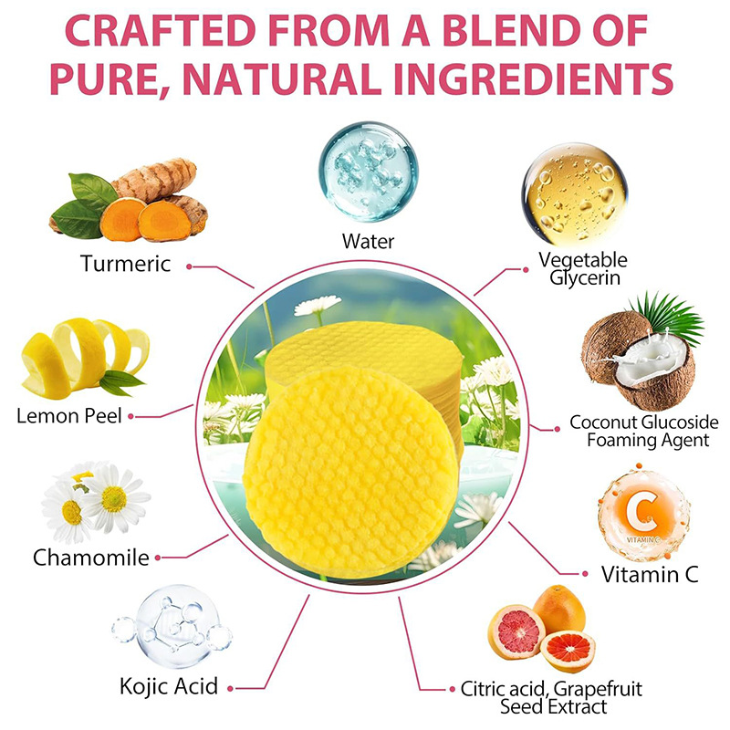 Turmeric Kojic Acid Cleansing Pad Daily Cleaning Exfoliating Mild Water Replenishing Compressed Cleaning Cotton Pad Bag