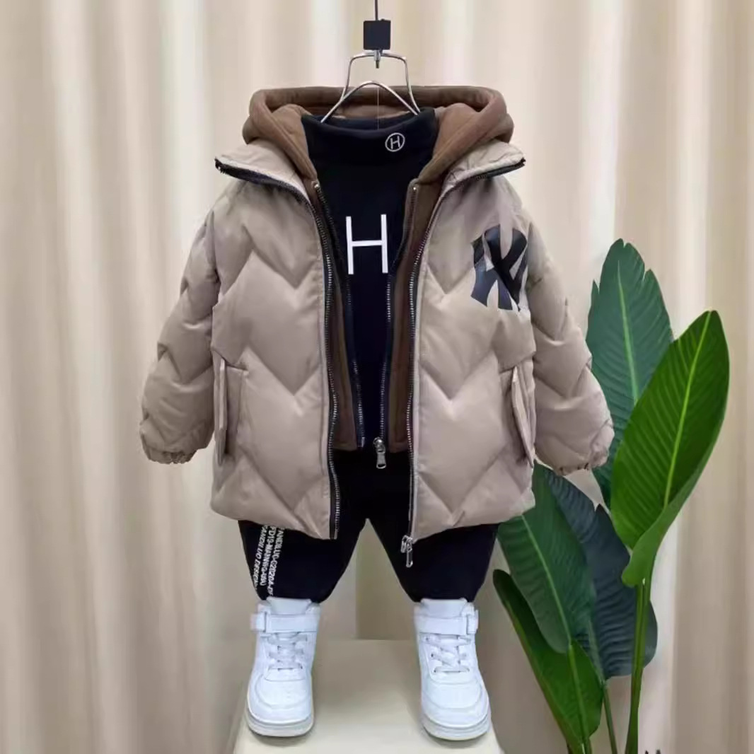 Children's Clothing Boys' Cotton-Padded Jacket 2025 New Fashionable Baby Winter Clothing Fleece-Lined and Thickeneded Kidsren's Trendy Brand Cotton-Padded Winter Outwear