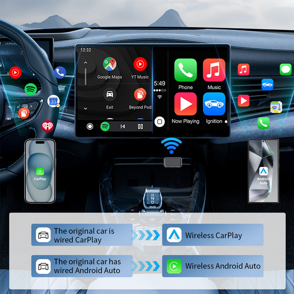 Cross-border New M3 Wireless carplay Box Wired to Wireless Adapter carplay Android Auto2 in 1