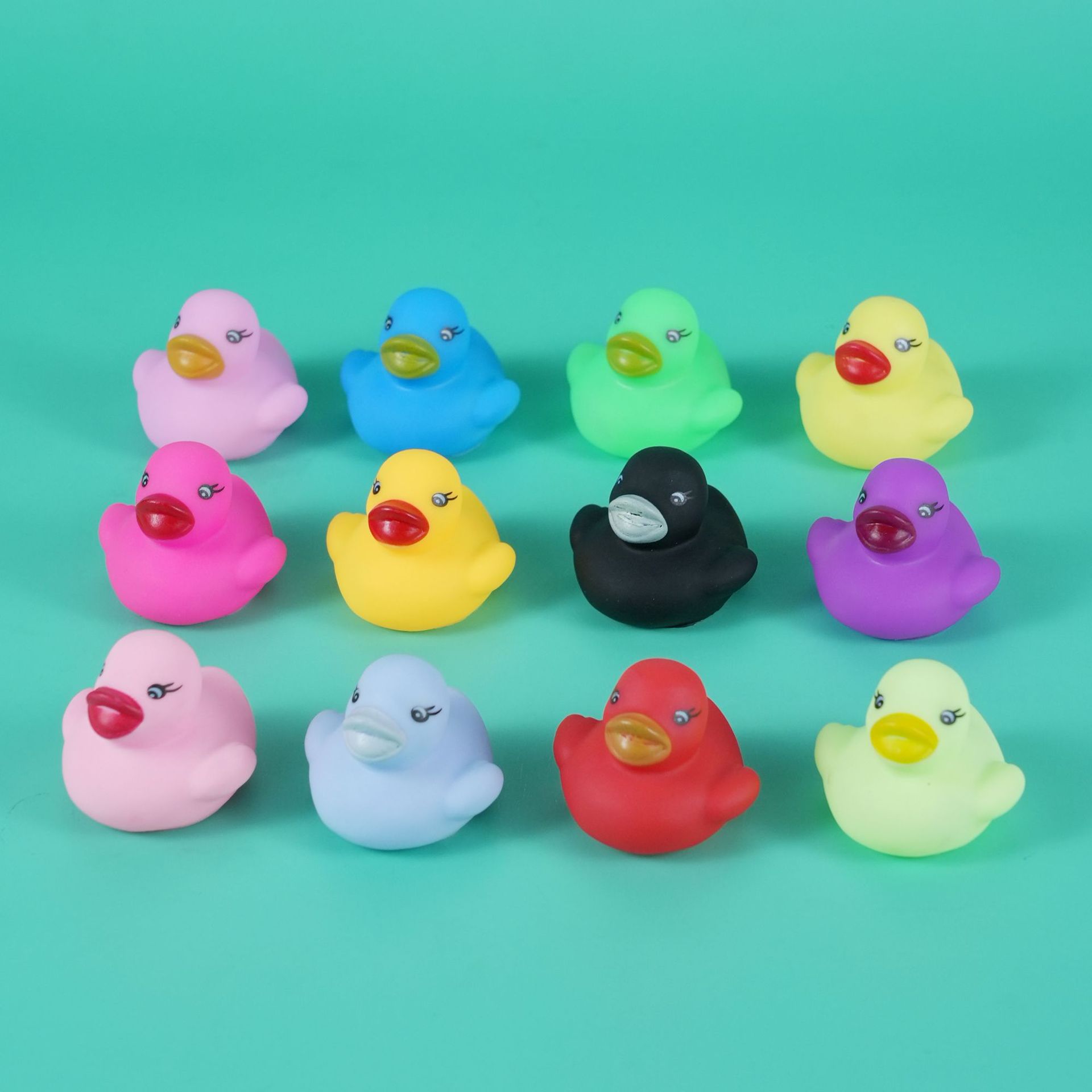 12-colorful Little Yellow Duck for Playing in the Water, Colorfulful Mini Small Duck, Vinyl Soft Glue, Pinch and Barking Duck Bath Toy