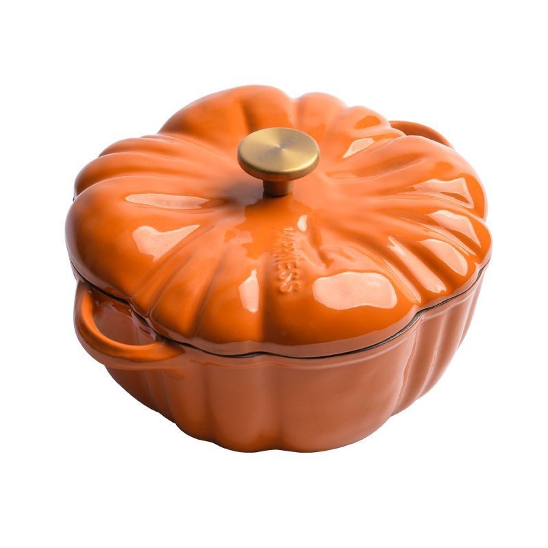 Enamel Pot Pumpkin-Shaped Enamel Pot for Soup and Stew Multi-Functional Pot Household Enamel Soup Pot Induction Cooker Universal
