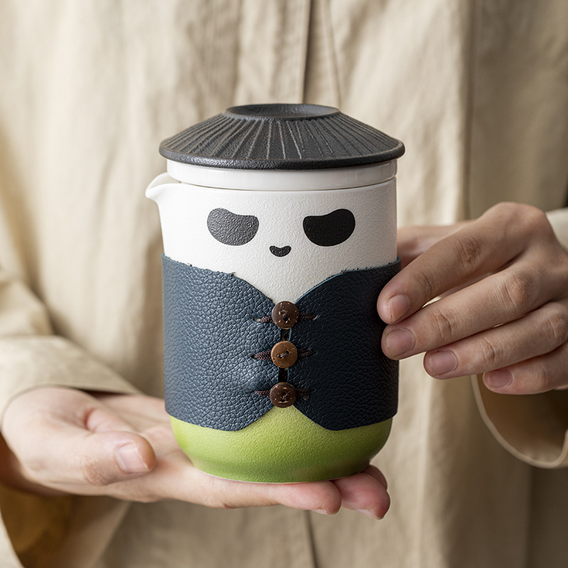 Portable Travel Tea Set Storage Bag Outdoor Panda Express Cup One Pot Four Cups Portable Simple Camping