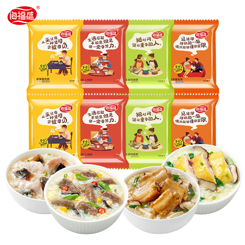 Мгновенная каша Haifusheng, 40 г, с яйцом, нежирным мясом, грибами, готовая к употреблению