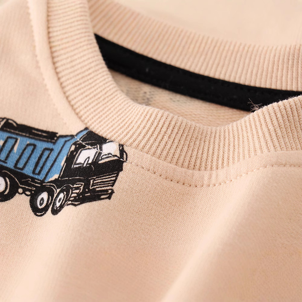 2025 Children's Autumn Long Sleeve Boys Cartoon Round Neck Sweatshirt New Casual Cotton Terry Children's Clothing Tops Wholesale