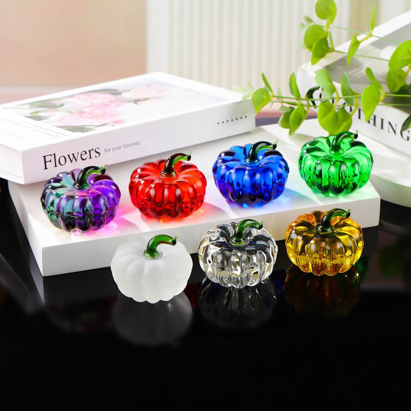 Dropshipping Crystal Pumpkin Anti-Real Fruit Glass Pumpkin Small Ornaments Office Decoration Gifts Wholesale