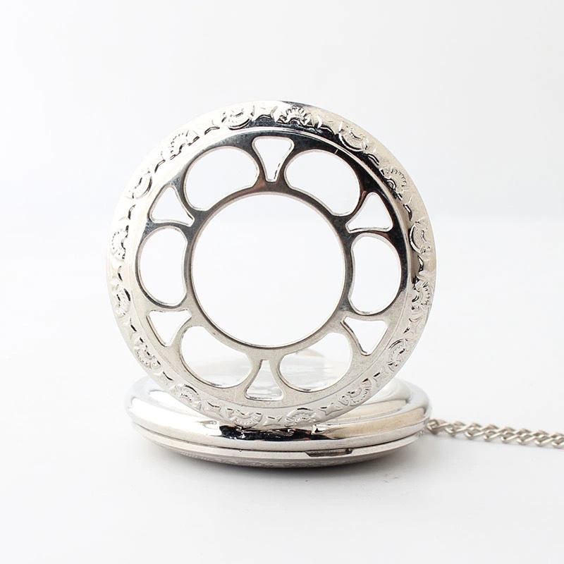 Hollow Petal Necklace Pocket Watch Black Butler Flip Watch Couple Fashion Pendant Quartz Watch Gift Wholesale Foreign Trade
