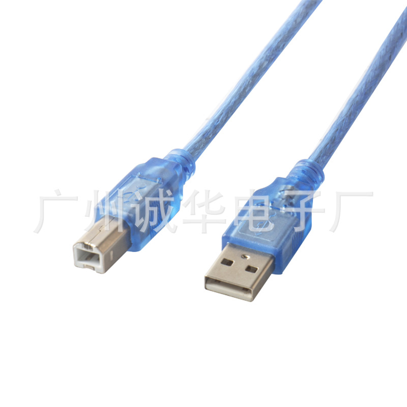 Прозрачный голубой USB2.0A революция B общественный USB кабель для принтера, длина 30 см
