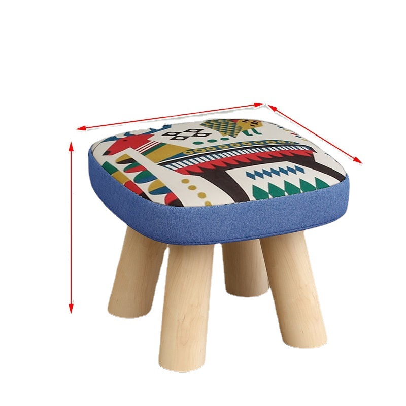 Cartoon Creative Dining Small Bench Small Stool Household Solid Wood Round Low Stool Cute Children's Sofa Stool Baby Chair