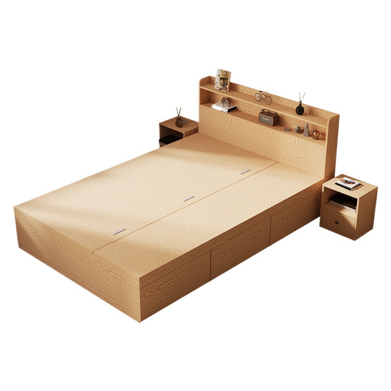 Double Bed 1.8m Tatami High Box Storage Drawer Bed Solid 1.5 Simple Master Bedroom Single Bed Adult Wood