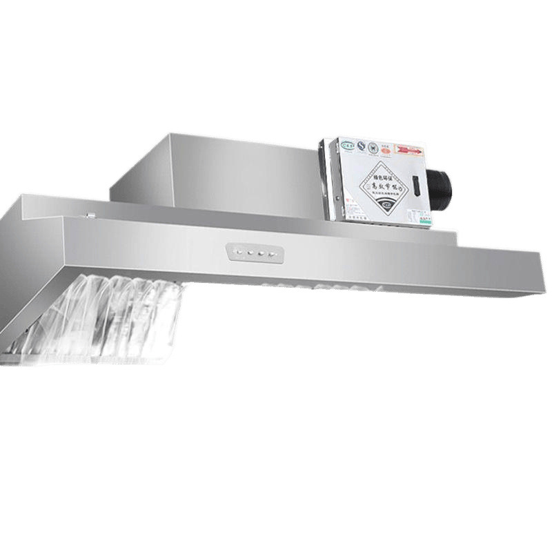 Range Hood Commercial Restaurant Large Suction Smoke-Free Environmentally Friendly Stainless Steel Exhaust Hood Oil Fume Purifier All-In-One Machine