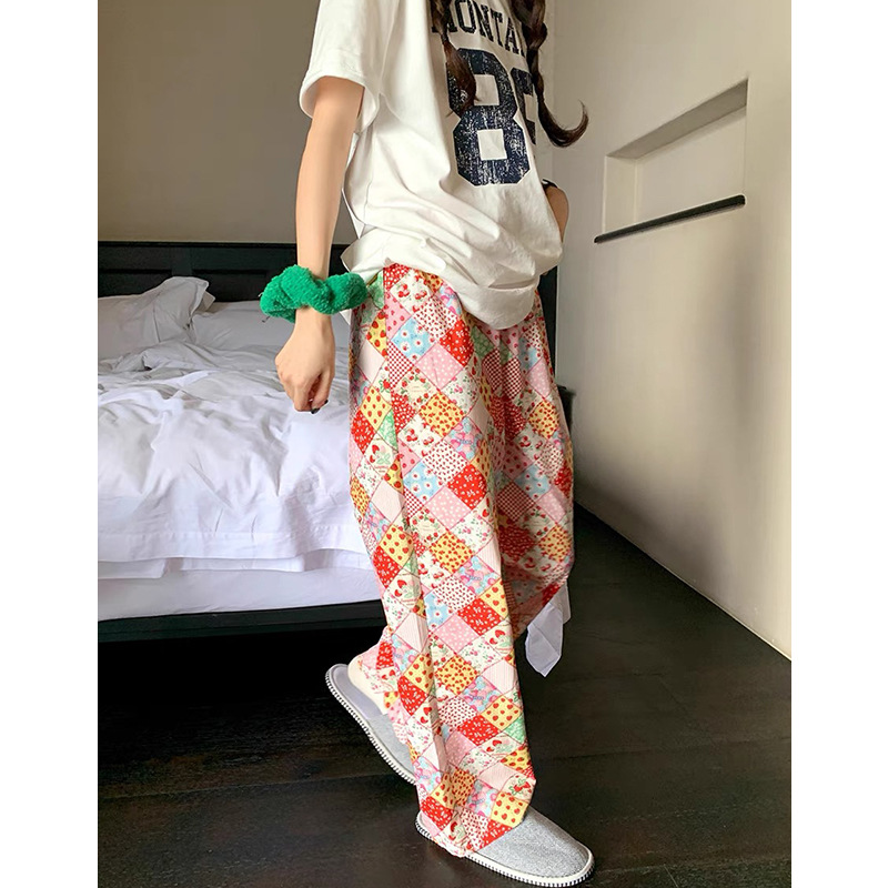 2025 Новые женские пижамные брюки, летние свободные корейские брюки из облачного хлопка, домашние брюки, которые можно носить на улице