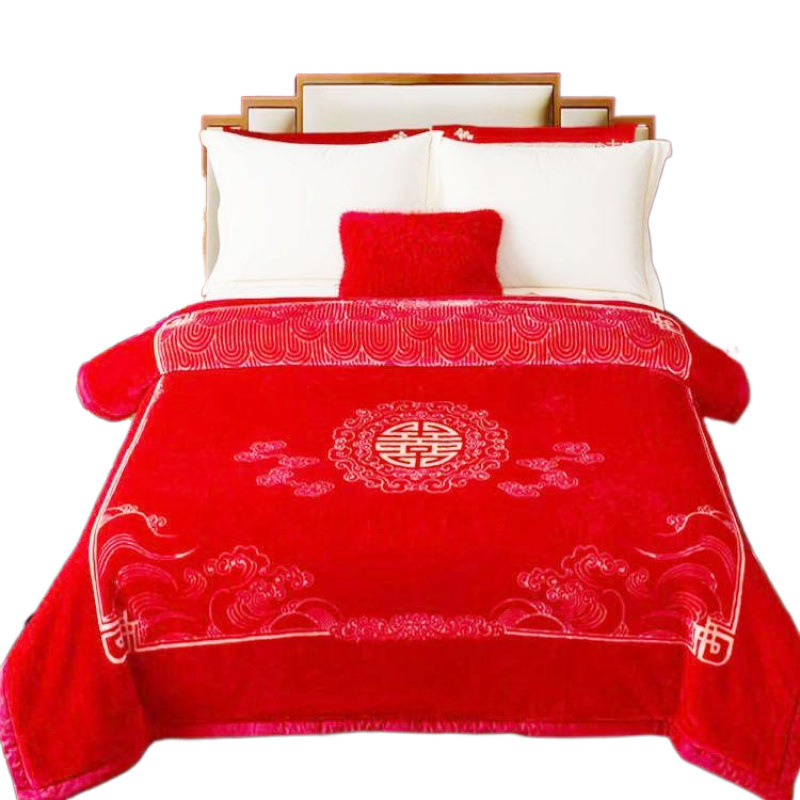 Wedding Blanket Wedding Red Blanket Wedding Wedding Blanket Double Accompanying Gift Blanket Red Quilt