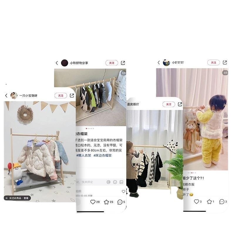 Kindergarten Simple Kidsren's Floor-Standing Clothes Hanger Baby Short Coat Rack Bedroom Bay Window Mini Small Clothes Drying Rack