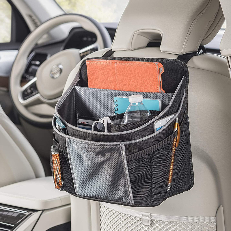Foreign Trade Source Cross-Border Wholesale Large Capacity Front Seat Car Storage Hanging Bag Custom Adjustable Oxford Cloth Car Bag