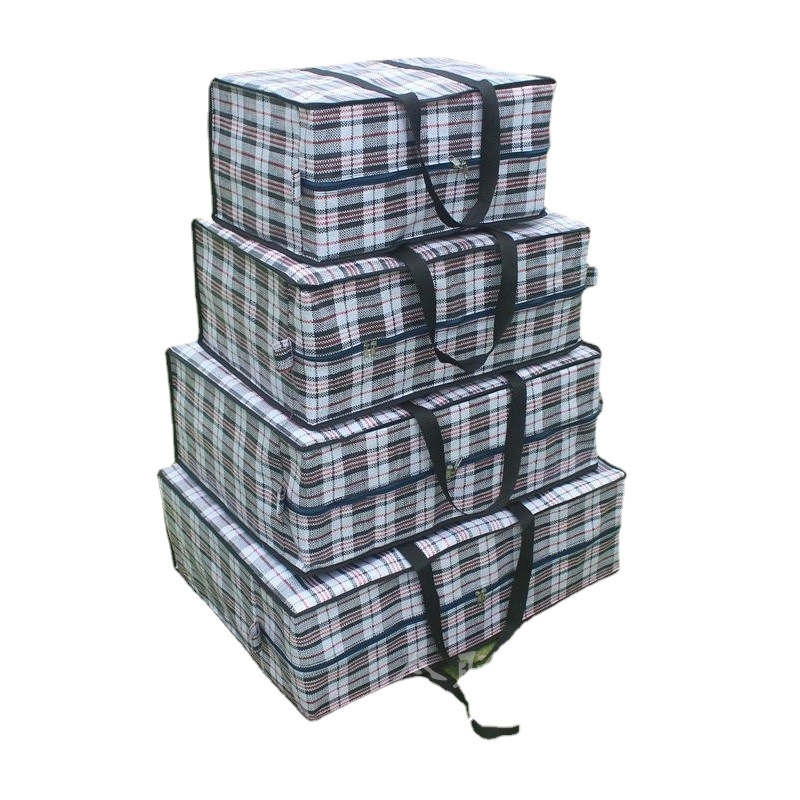 Red, blue and white woven bag large capacity sturdy finishing bag logistics oversized moisture-proof moving quilt storage mail consignment