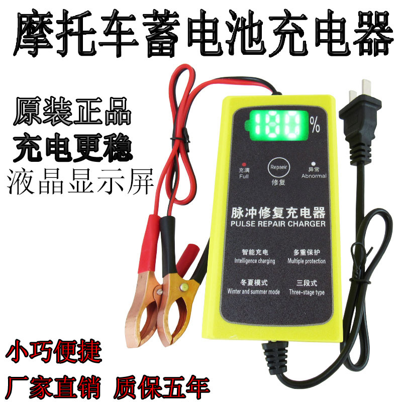 Car, Motorcycle, Electric Vehicle, Universal 12V Battery Charger, Intelligent Full Self-Stop Pure Copper Battery Charging