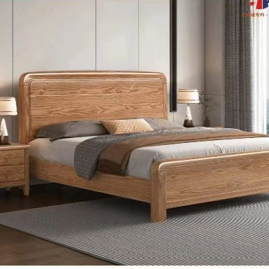 Скандинавская кровать из массива дерева 1.68м, двойная, простой современный стиль, для главной и вторичной спальни