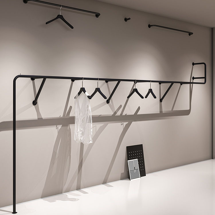 Clothing Store Wall Hanger Women's Clothing Store Display Hanger Simple Iron Black Multi-layer Shelf Wall Hanging Display Rack