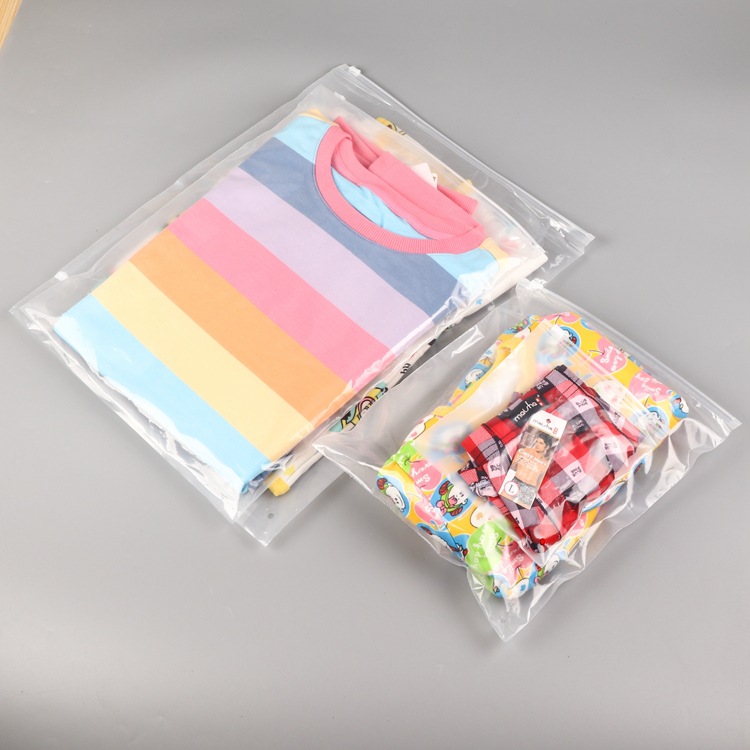 In stock clothing packaging bag T-shirt underwear zipper bag jewelry cosmetics storage plastic clip chain bag printed logo