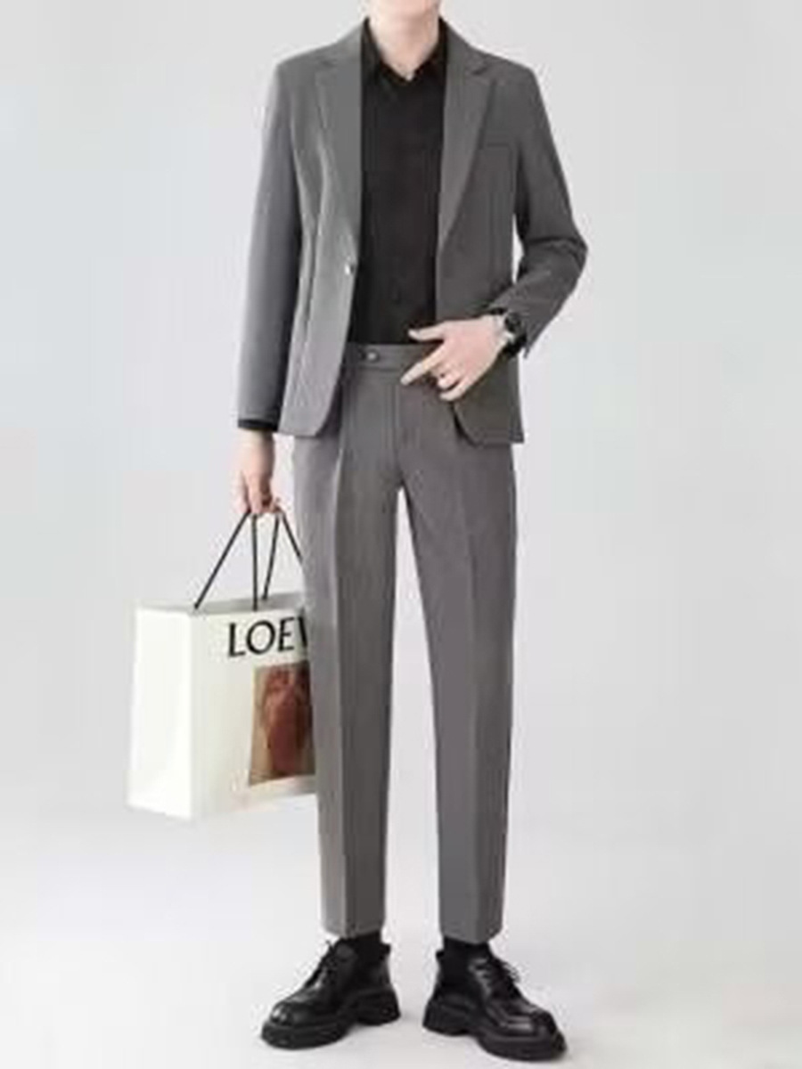 Suit Suit Men's Slim Business Casual Professional Formal Suit Jacket College Student Interview Best Man Groom Dress