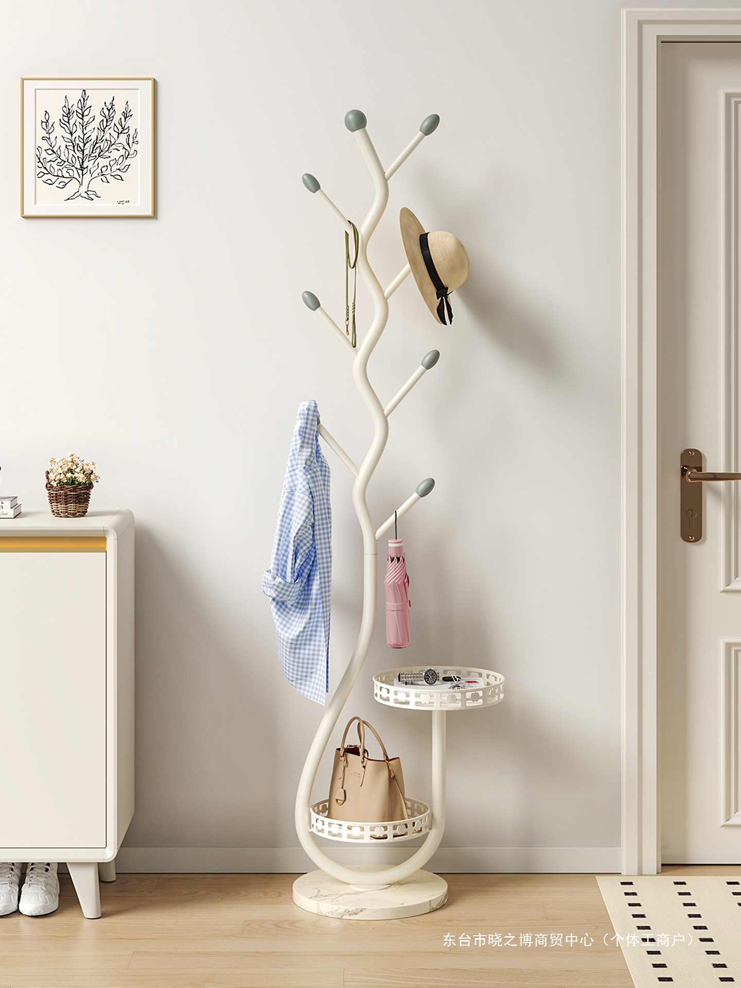 Напольная вешалка для одежды, простой стиль кремового цвета, для спальни и гостиной